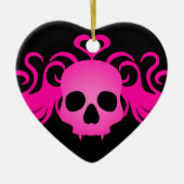 Roze gothic fanged schedel romantisch keramisch ornament (Voorkant)