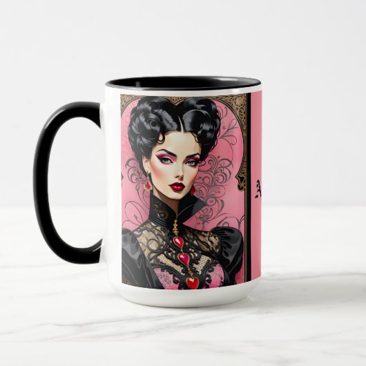 Roze Gothic Lady Coffee Mok (Links)