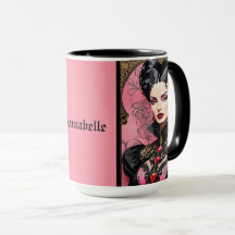 Roze Gothic Lady Coffee Mok