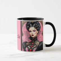 Roze Gothic Lady Coffee Mok