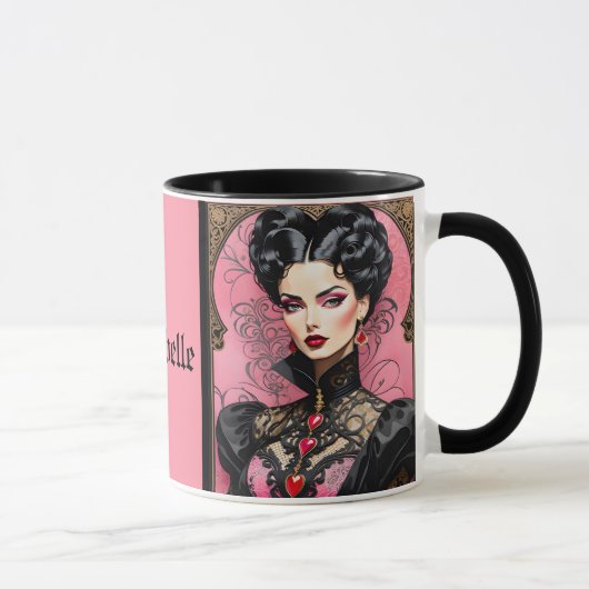 Roze Gothic Lady Coffee Mok (Rechts)