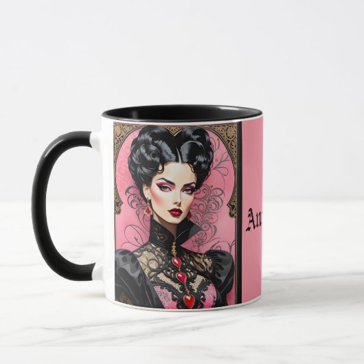 Roze Gothic Lady Coffee Mok (Links)