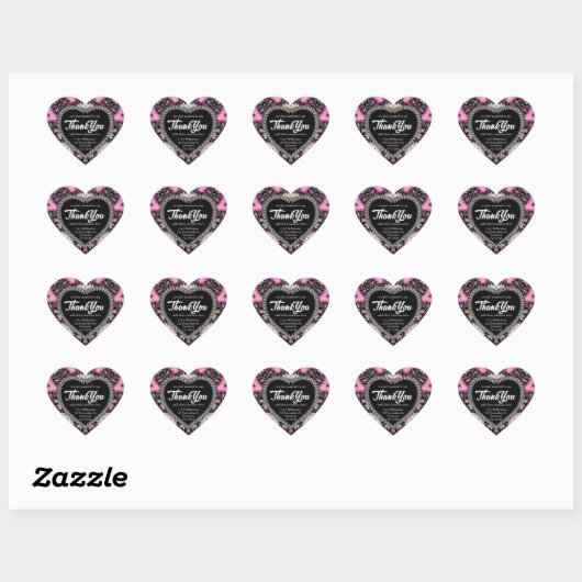 Roze gothic Medieval Dank je hart Stickers (Vel)