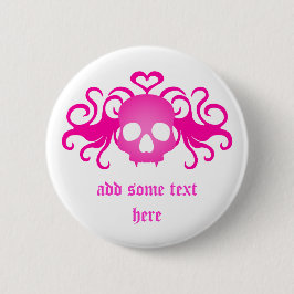 Roze Gothic schedel Ronde Button 5,7 Cm