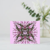 Roze Gothic Skull Fractal Briefkaart (Staand voorkant)