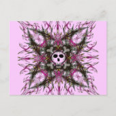 Roze Gothic Skull Fractal Briefkaart (Voorkant)