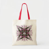 Roze Gothic Skull Fractal Canvas tas (Voorkant)