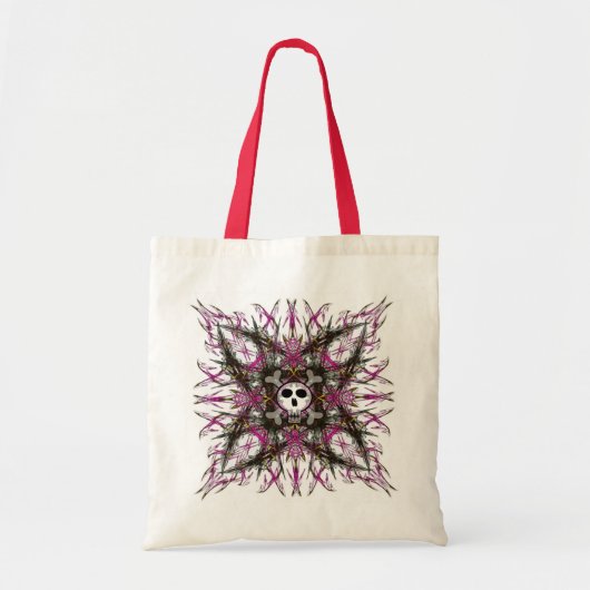 Roze Gothic Skull Fractal Canvas tas (Voorkant)