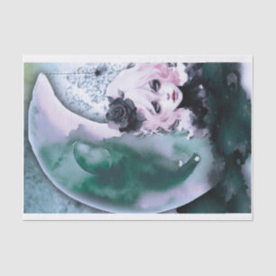 Roze Gotisch Meisje met de Maan Decoupage Papier