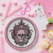 Roze Gotische Apothecary  Halloween schedel Papieren Bordje (Feest)