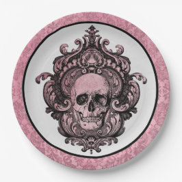 Roze Gotische Apothecary Halloween schedel Papieren Bordje