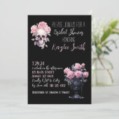 Roze Gotische Bloemen Bruids Douche Uitnodiging (Staand voorkant)