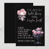 Roze Gotische Bloemen Bruids Douche Uitnodiging (Voorkant / Achterkant)