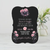 Roze Gotische Bloemen bruiloft uitnodiging (Staand voorkant)