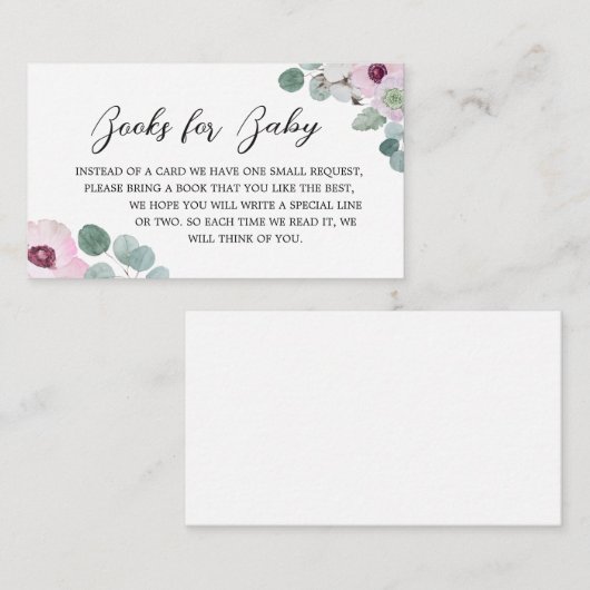 Roze Gotische Bloemen Schedel Boeken voor Baby Informatiekaartje (Voorkant / Achterkant)