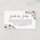 Roze Gotische Bloemen Schedel Boeken voor Baby Informatiekaartje (Voorkant)