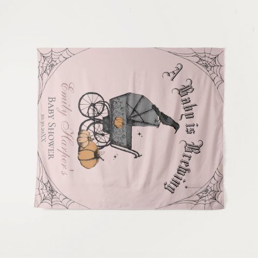 Roze Gotische Een Baby is Brouwen Baby shower Acht Wandkleed (Voorkant (horizontaal))