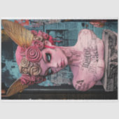 Roze gotische gargouille beeld decoupage tissuepapier (Voorkant)