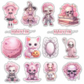 ROZE GOTISCHE HALLOWEEN AANGEPASTE CURSIEVE NAAM STICKER (Voorkant)