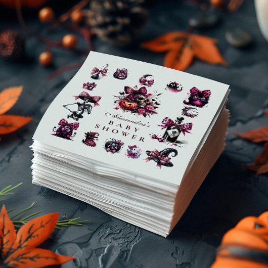 Roze gotische Halloween Baby shower Servet