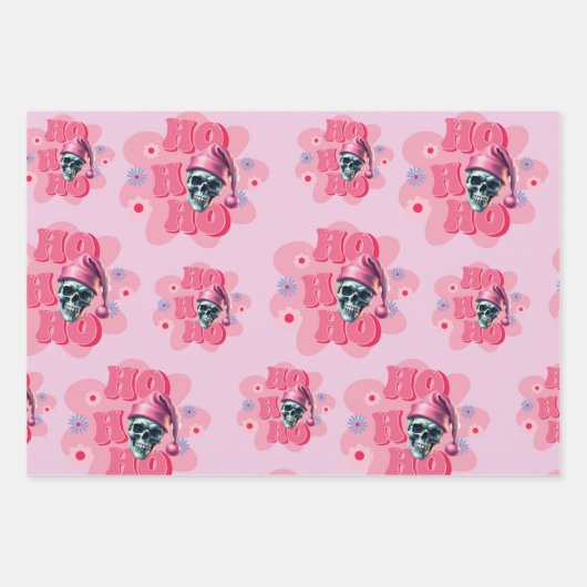 Roze Gotische Kerst Wrapping Papier Inpakpapier Vel (Voorkant 3)