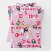 Roze Gotische Kerst Wrapping Papier Inpakpapier Vel (In situ)