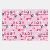 Roze Gotische Kerst Wrapping Papier Inpakpapier Vel (Voorkant)