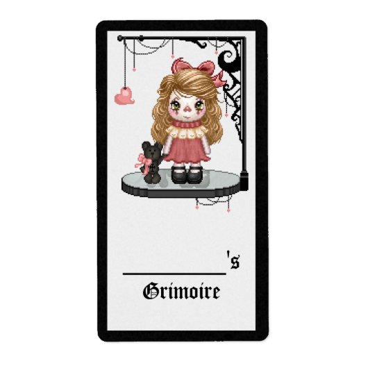 Roze Gotische Liefde Pop Pixel Art Etiket (Voorkant)