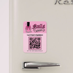 Roze Gotische Nageltechnicus QR-code Koelkastmagne Magneet