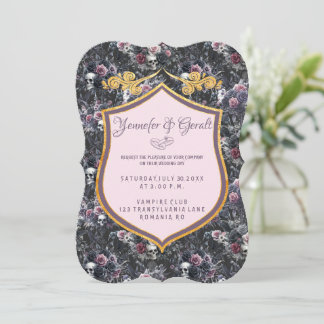 Roze gotische romantische Moody Flower Skull Kaart