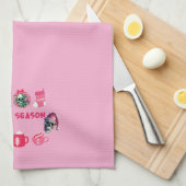 Roze Gotische Schedel Kerst Schotel Handdoek (Quarter Fold)