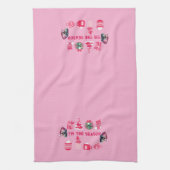 Roze Gotische Schedel Kerst Schotel Handdoek (Verticaal)