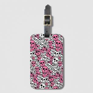 Roze Gotische Schedel Patroon Print Bagagelabel
