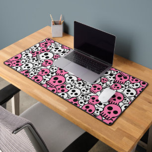 Roze Gotische Schedel Patroon Print Bureaumat