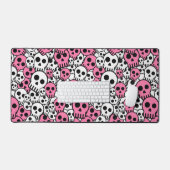 Roze Gotische Schedel Patroon Print Bureaumat (Keyboard & Muis)