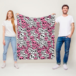 Roze Gotische Schedel Patroon Print Fleece Deken