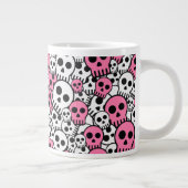 Roze Gotische Schedel Patroon Print Grote Koffiekop (Rechts)