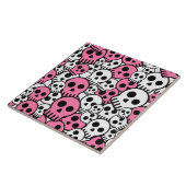 Roze Gotische Schedel Patroon Print Tegeltje (Zijkant)