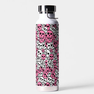 Roze Gotische Schedel Patroon Print Waterfles
