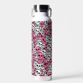 Roze Gotische Schedel Patroon Print Waterfles (Voorkant)
