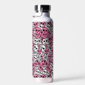 Roze Gotische Schedel Patroon Print Waterfles (Rechts)
