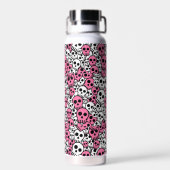 Roze Gotische Schedel Patroon Print Waterfles (Achterkant)