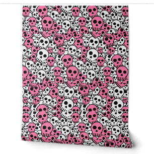 Roze Gotische Schedelpatroonprint Behang