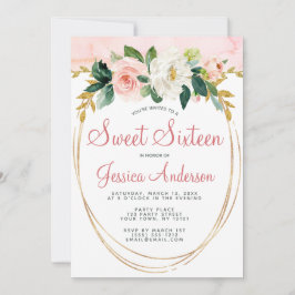 Roze goual glitter Floral Sweet Zestien verjaardag Kaart
