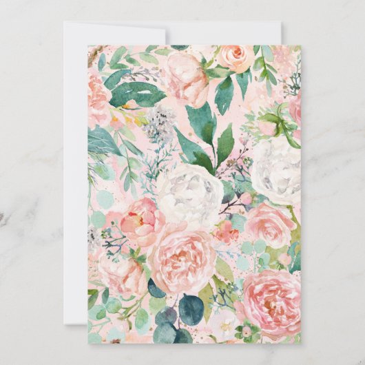 Roze goual glitter Floral Sweet Zestien verjaardag Kaart (Achterkant)