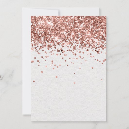 Roze Goud 12e Verjaardagsfeest Uitnodiging (Achterkant)