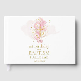 Roze & Goud 1e Verjaardag & Doop Keepsake Geheugen Gastenboek