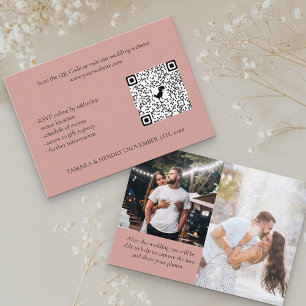 Roze Goud 2 Foto Online RSVP QR Code Huwelijk Informatiekaartje
