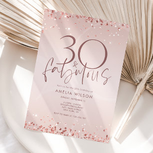 Roze Goud 30 en Fabulous Verjaardagsuitnodiging Kaart