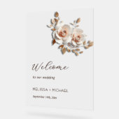 Roze Goud 3D Bloemen Bruiloft Acryl Bord (Hoek)